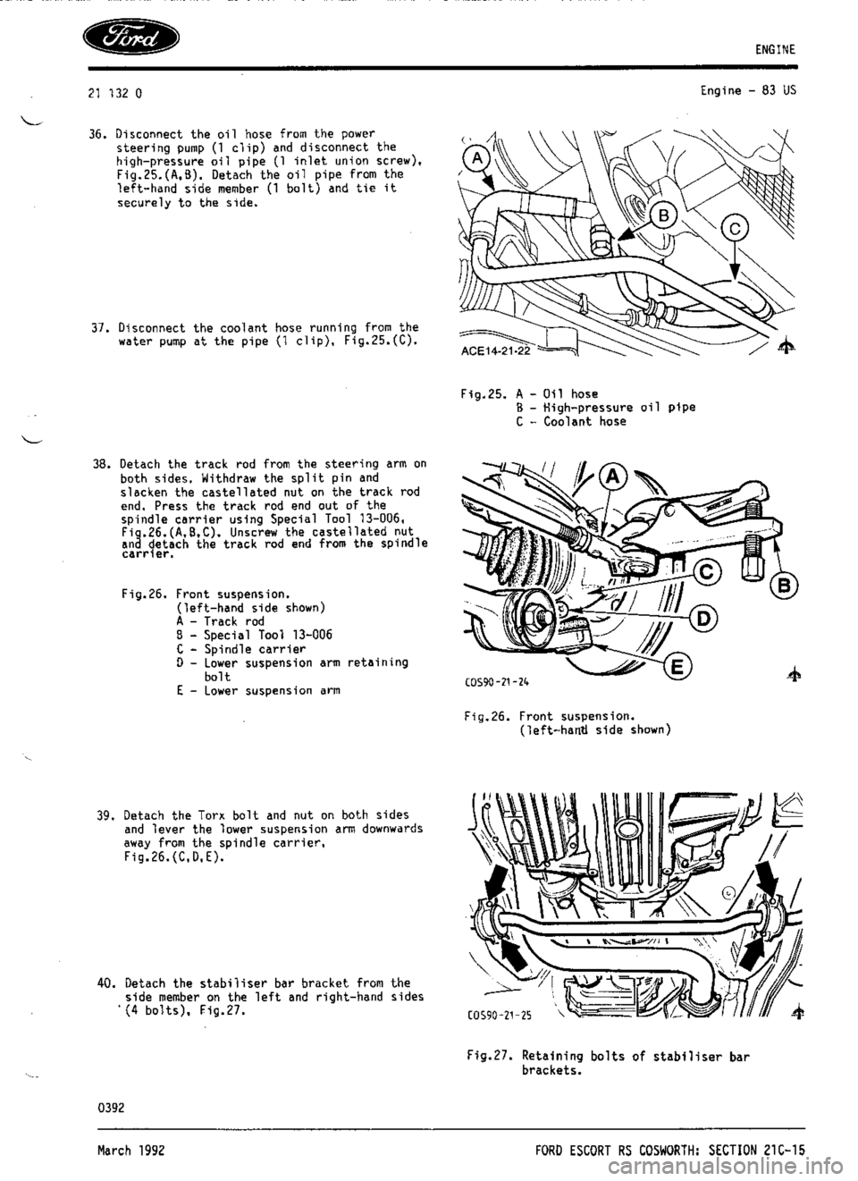 FORD ESCORT RS COSWORTH 1994 1.G Workshop Manual 