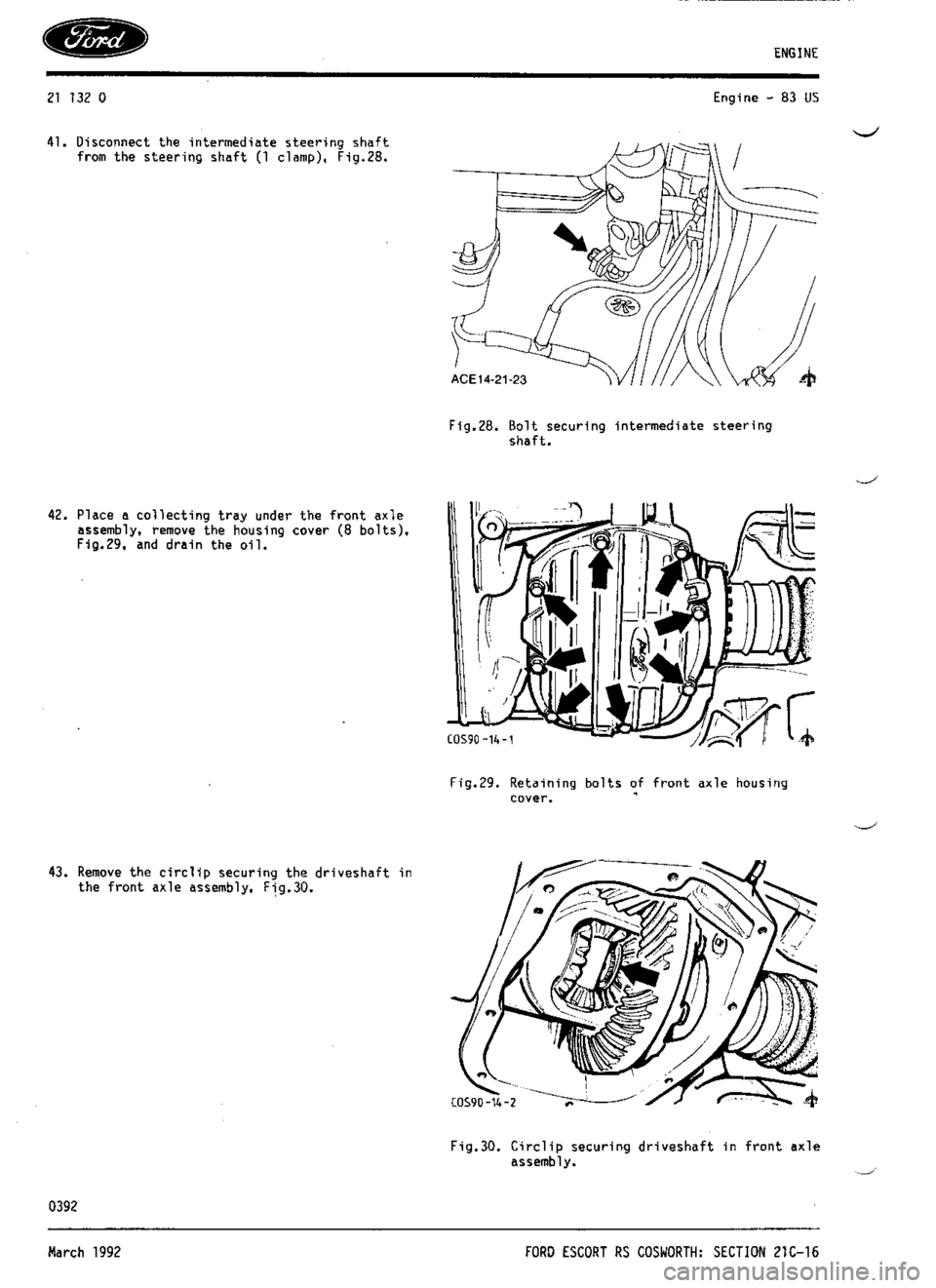 FORD ESCORT RS COSWORTH 1994 1.G Workshop Manual 