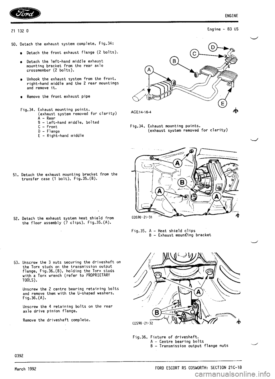 FORD ESCORT RS COSWORTH 1994 1.G Workshop Manual 