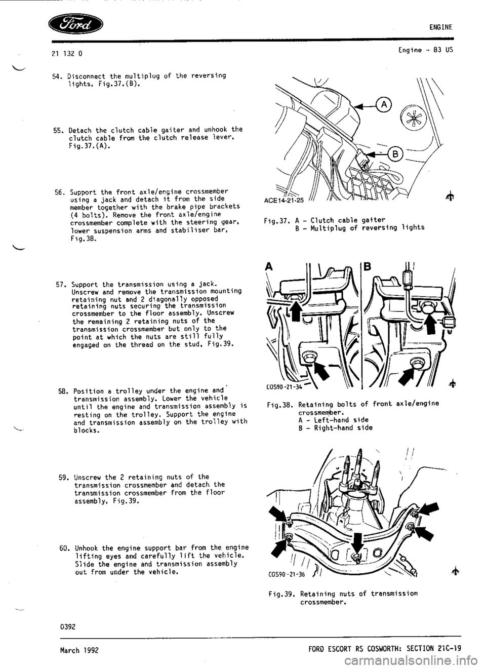 FORD ESCORT RS COSWORTH 1994 1.G Workshop Manual 