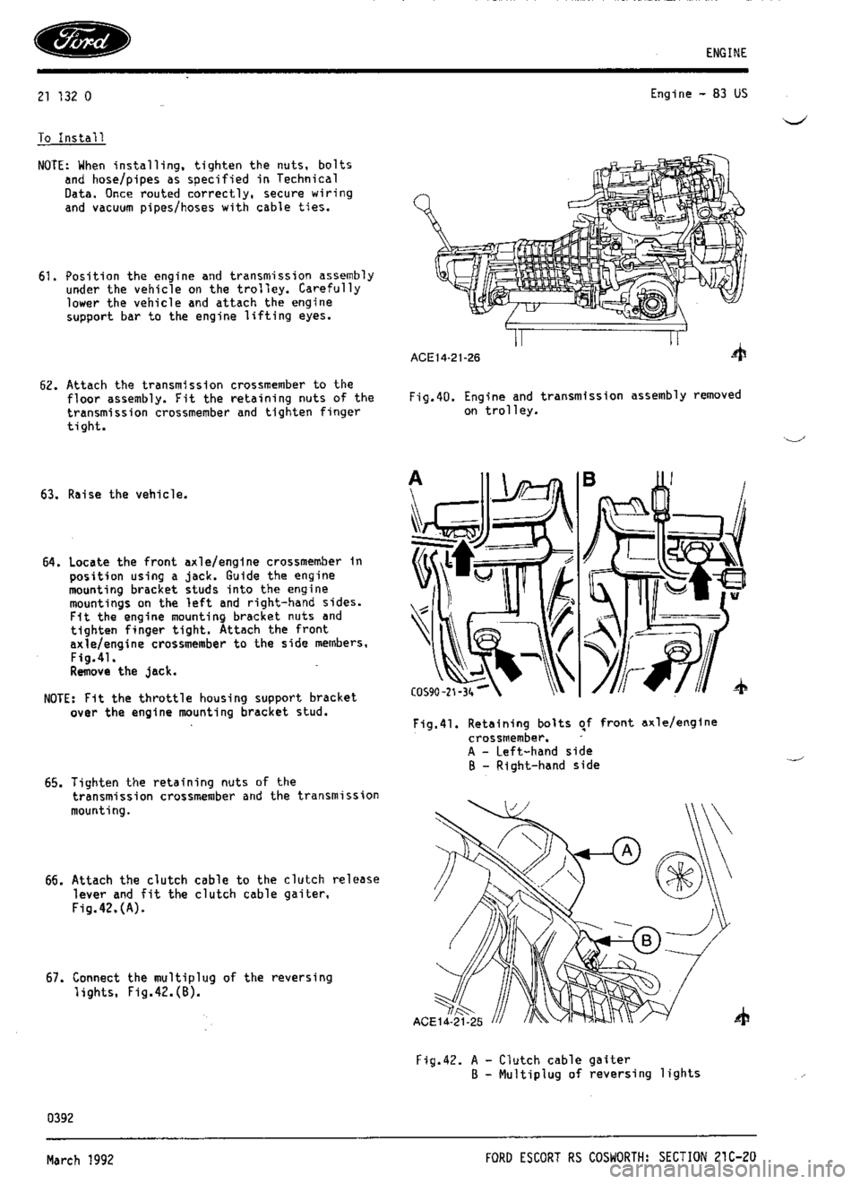 FORD ESCORT RS COSWORTH 1994 1.G Workshop Manual 