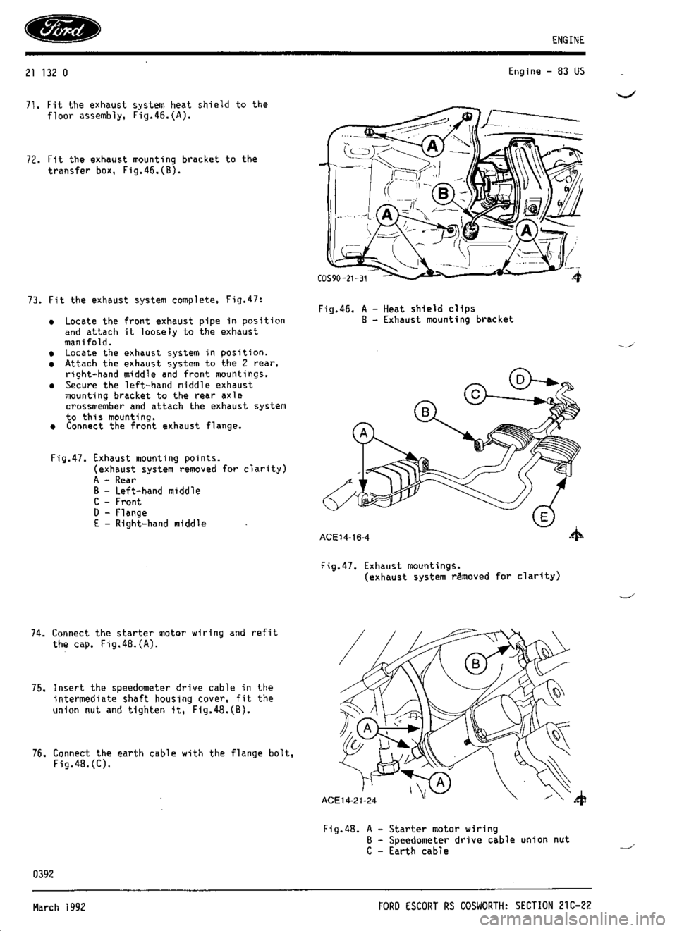 FORD ESCORT RS COSWORTH 1994 1.G Workshop Manual 