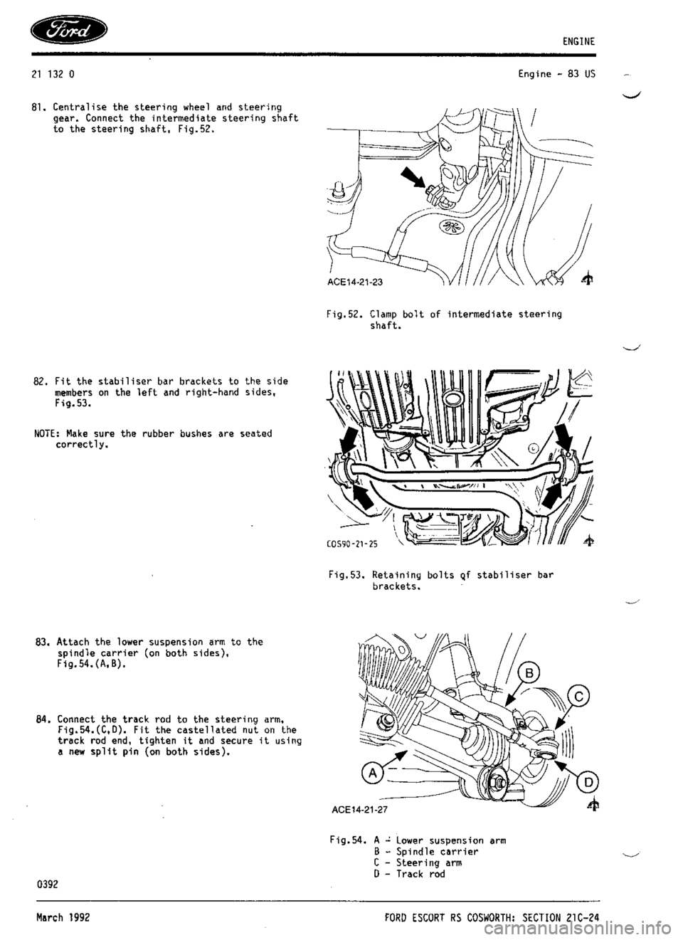 FORD ESCORT RS COSWORTH 1994 1.G Workshop Manual 
