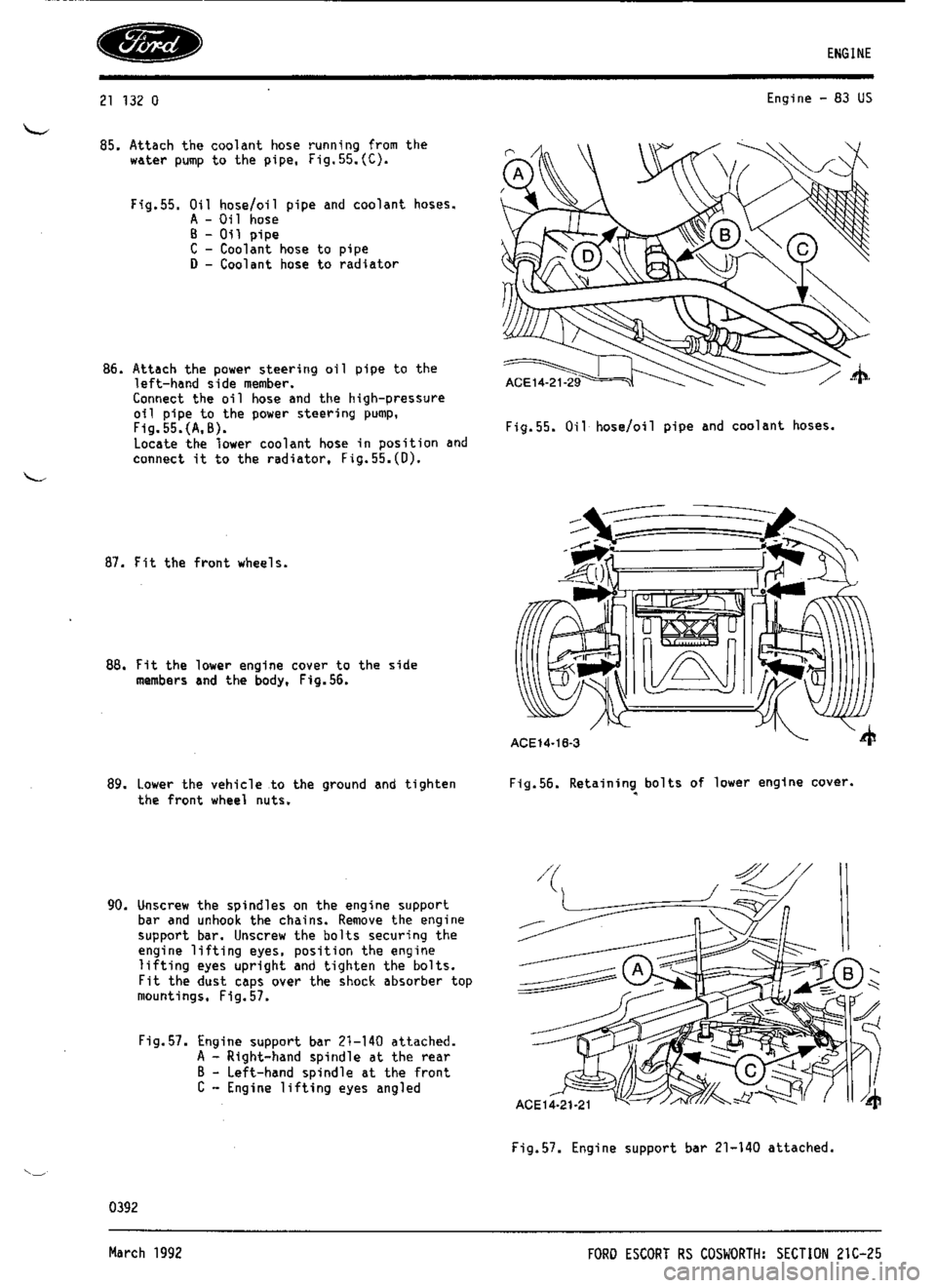 FORD ESCORT RS COSWORTH 1994 1.G Workshop Manual 