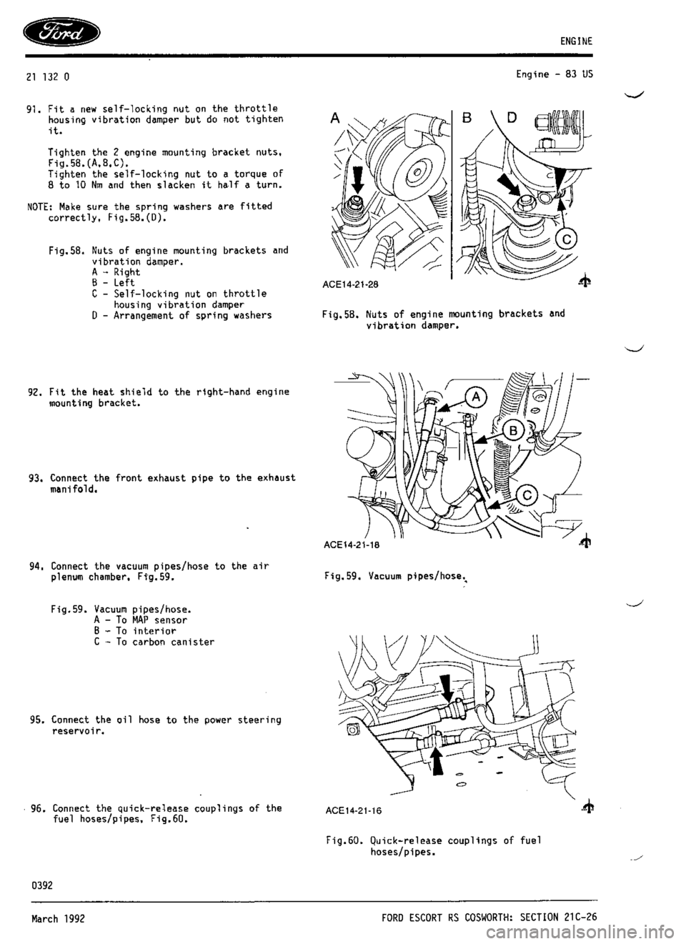 FORD ESCORT RS COSWORTH 1994 1.G Workshop Manual 