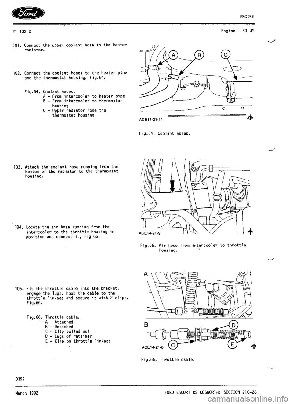 FORD ESCORT RS COSWORTH 1994 1.G Workshop Manual 