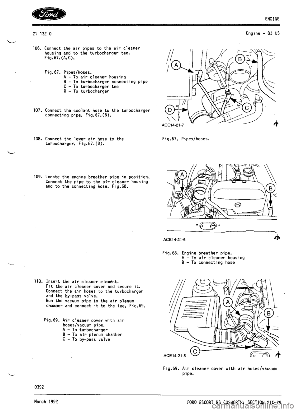 FORD ESCORT RS COSWORTH 1994 1.G Workshop Manual 