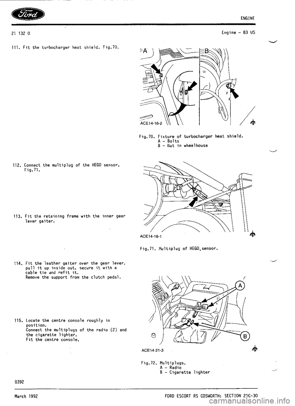 FORD ESCORT RS COSWORTH 1994 1.G Workshop Manual 