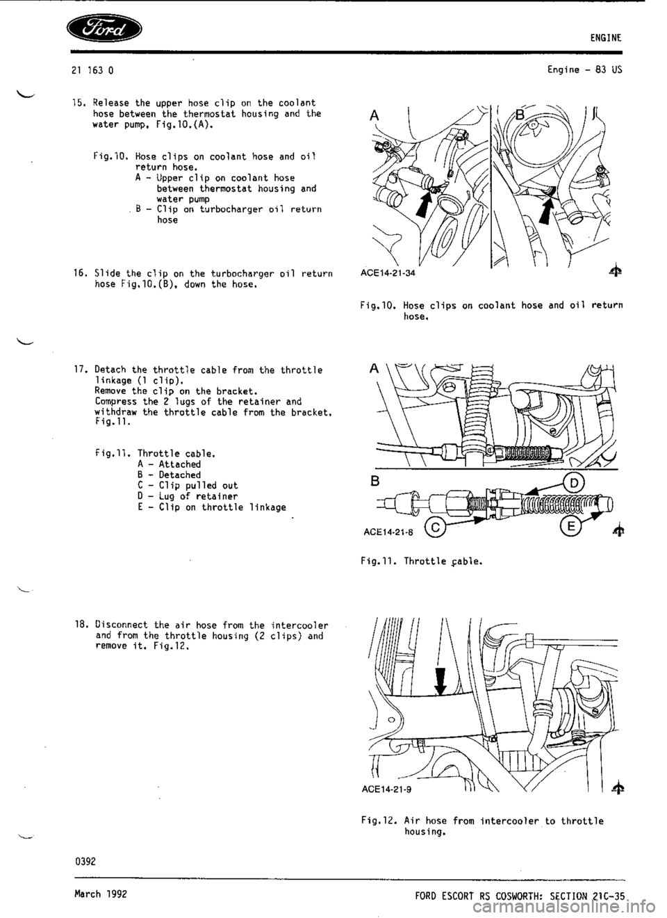 FORD ESCORT RS COSWORTH 1994 1.G Workshop Manual 