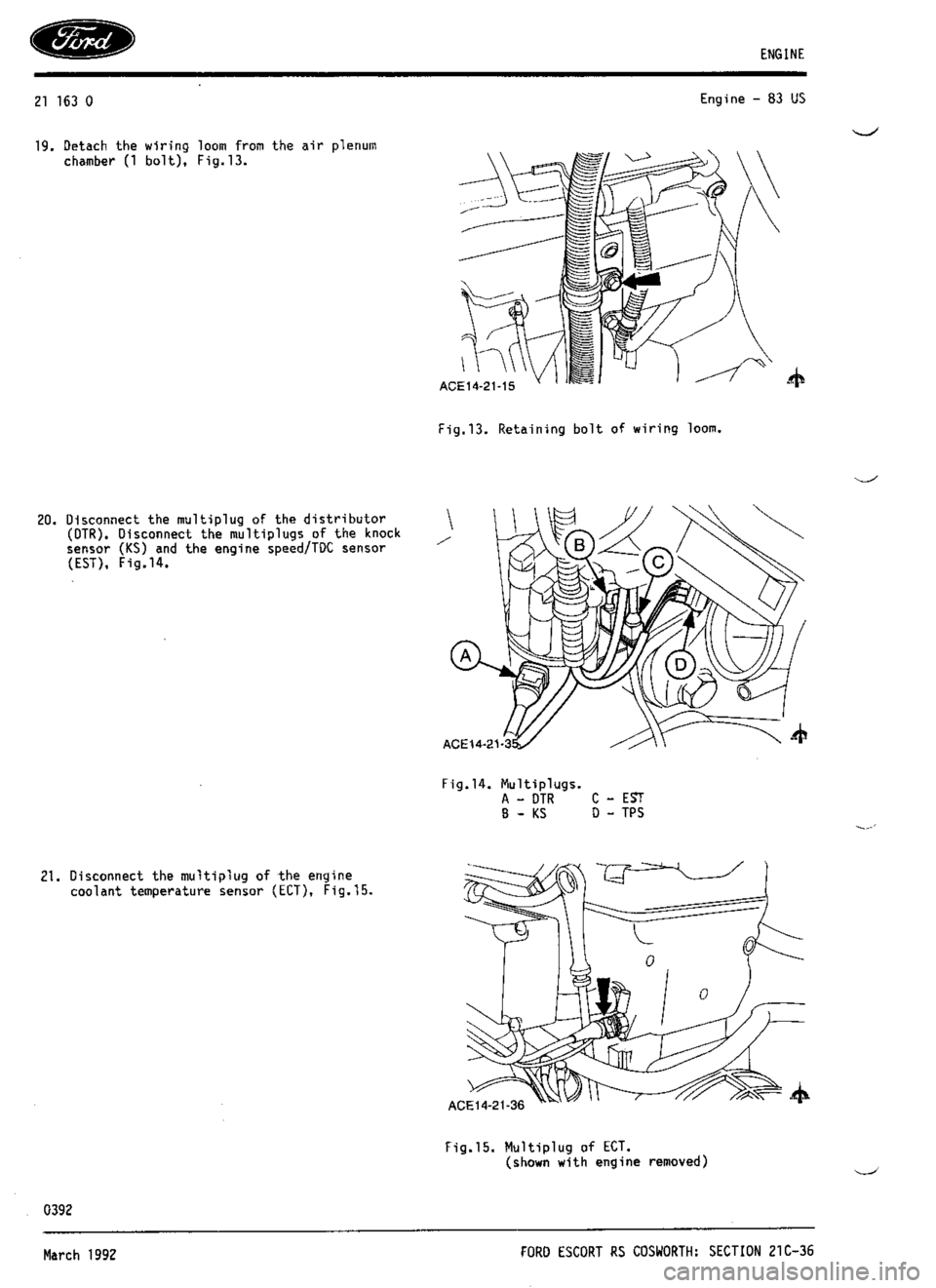 FORD ESCORT RS COSWORTH 1994 1.G Workshop Manual 