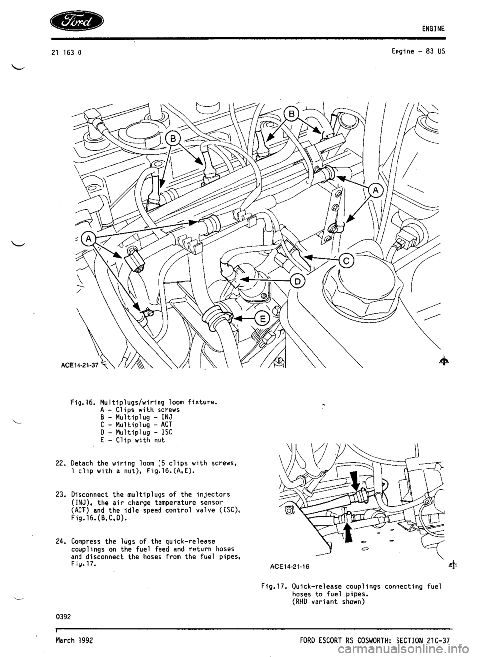 FORD ESCORT RS COSWORTH 1994 1.G Workshop Manual 