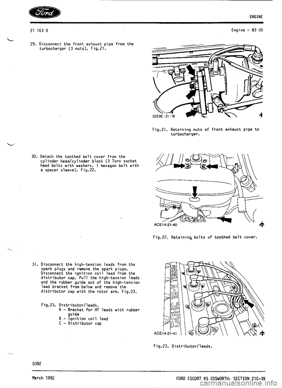 FORD ESCORT RS COSWORTH 1994 1.G Workshop Manual 