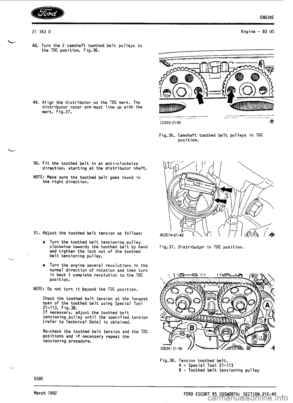 FORD ESCORT RS COSWORTH 1994 1.G Workshop Manual 