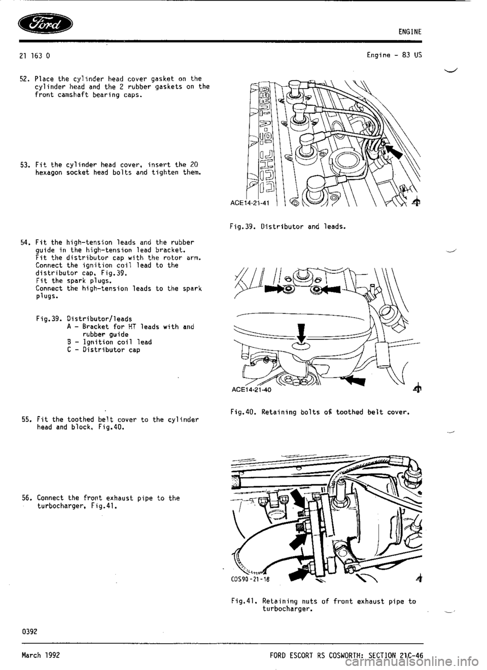 FORD SIERRA RS COSWORTH 1987 1.G Workshop Manual 