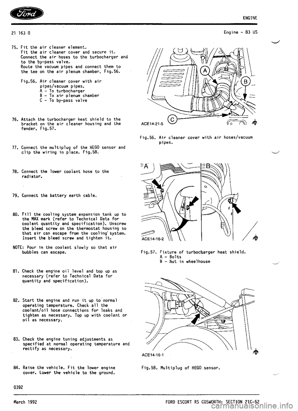 FORD SIERRA RS COSWORTH 1987 1.G Workshop Manual 