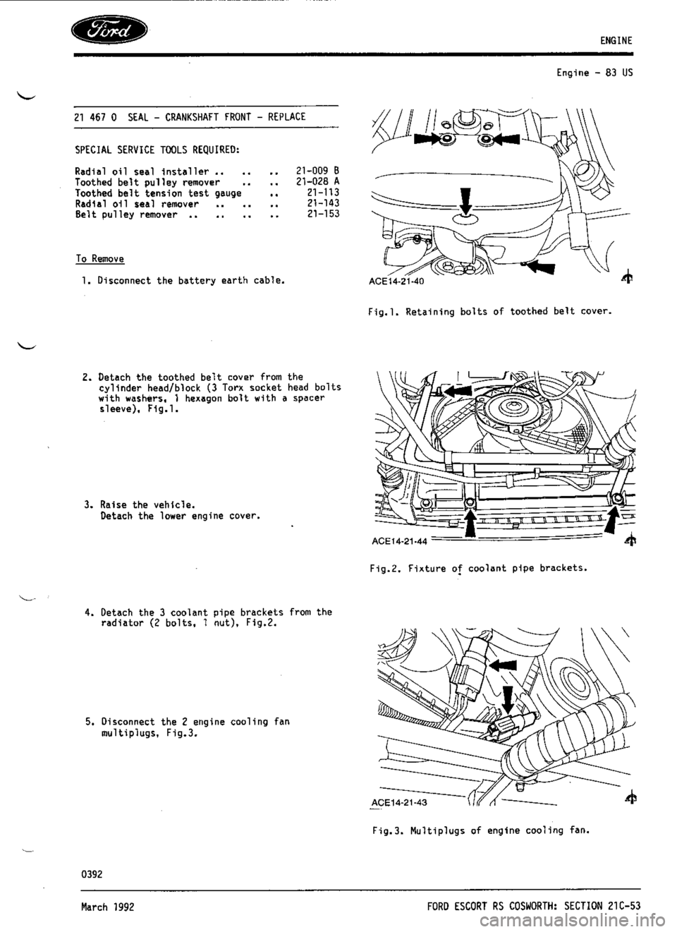 FORD SIERRA RS COSWORTH 1987 1.G Workshop Manual 