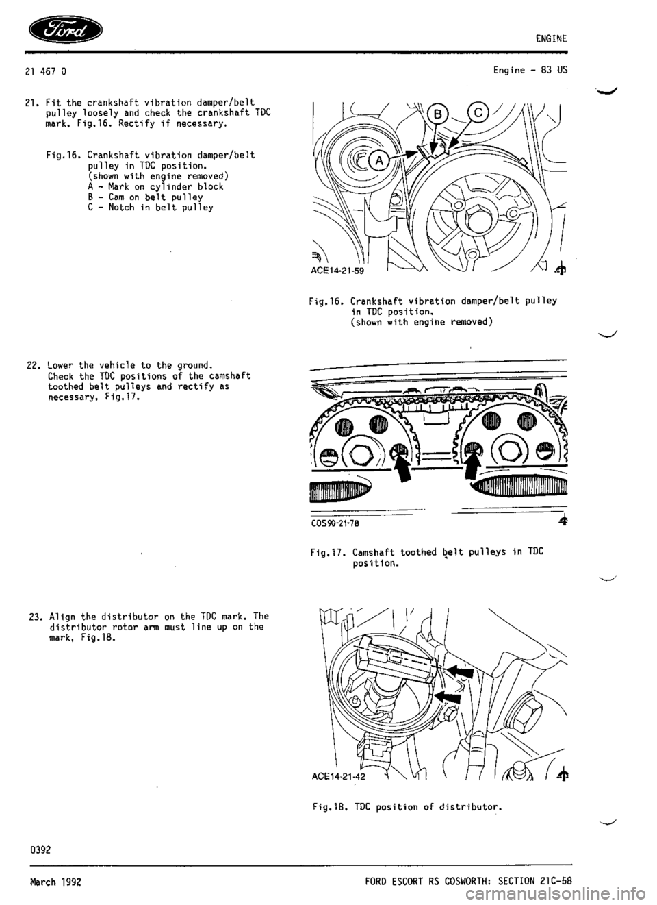 FORD SIERRA RS COSWORTH 1987 1.G Workshop Manual 