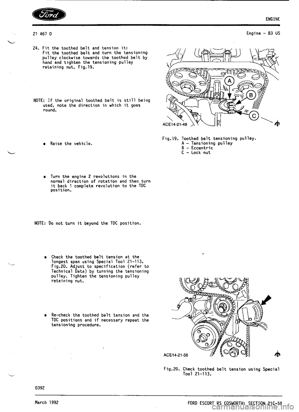 FORD SIERRA RS COSWORTH 1987 1.G Workshop Manual 