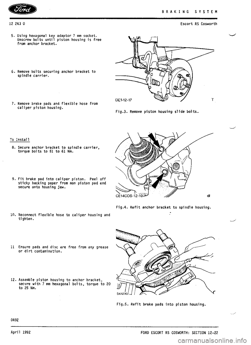 FORD SIERRA RS COSWORTH 1990 1.G Workshop Manual 