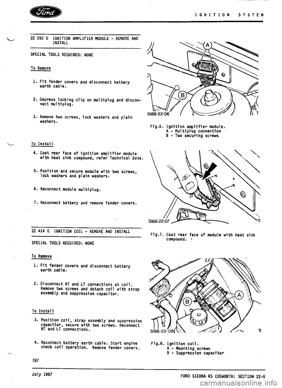 FORD SIERRA RS COSWORTH 1987 1.G Workshop Manual 