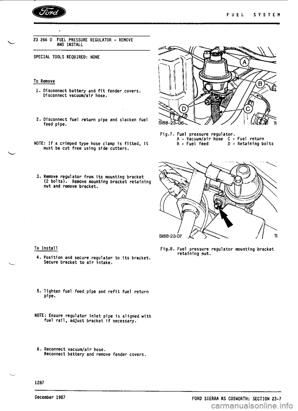 FORD SIERRA RS COSWORTH 1990 1.G Workshop Manual 