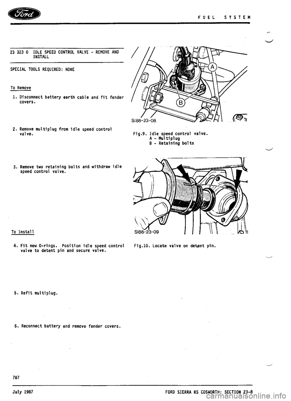 FORD SIERRA RS COSWORTH 1990 1.G Workshop Manual 