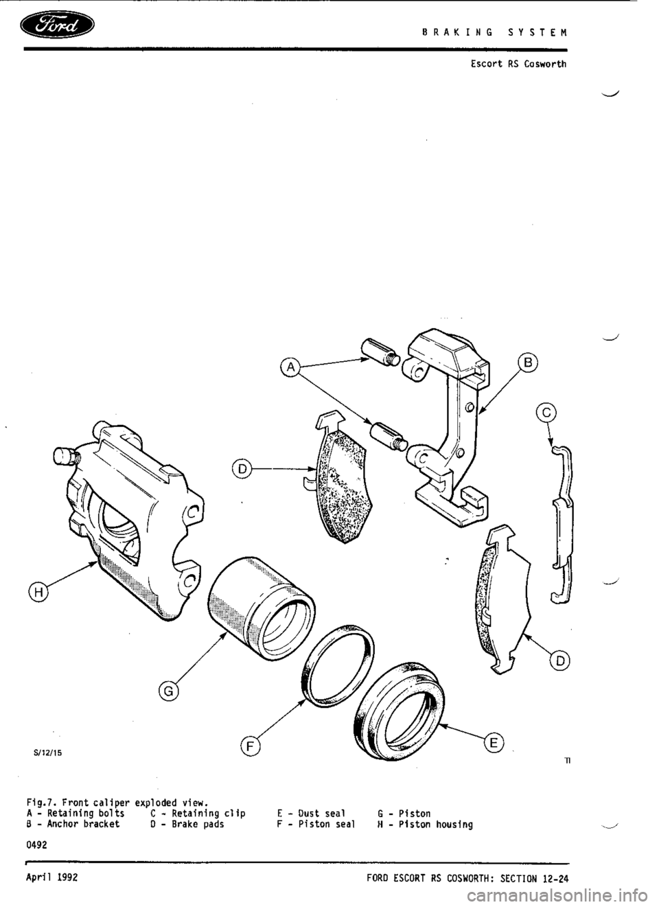 FORD SIERRA RS COSWORTH 1990 1.G Workshop Manual 