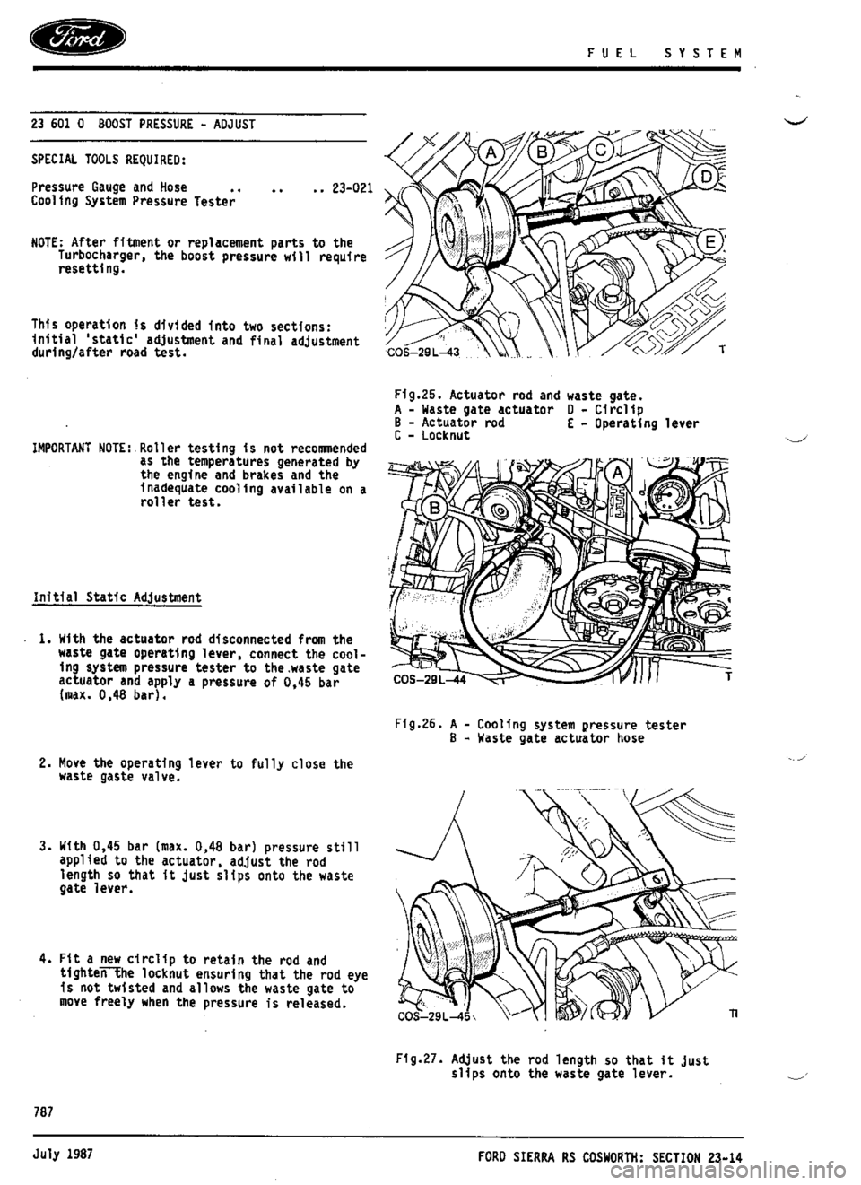 FORD ESCORT RS COSWORTH 1994 1.G Workshop Manual 