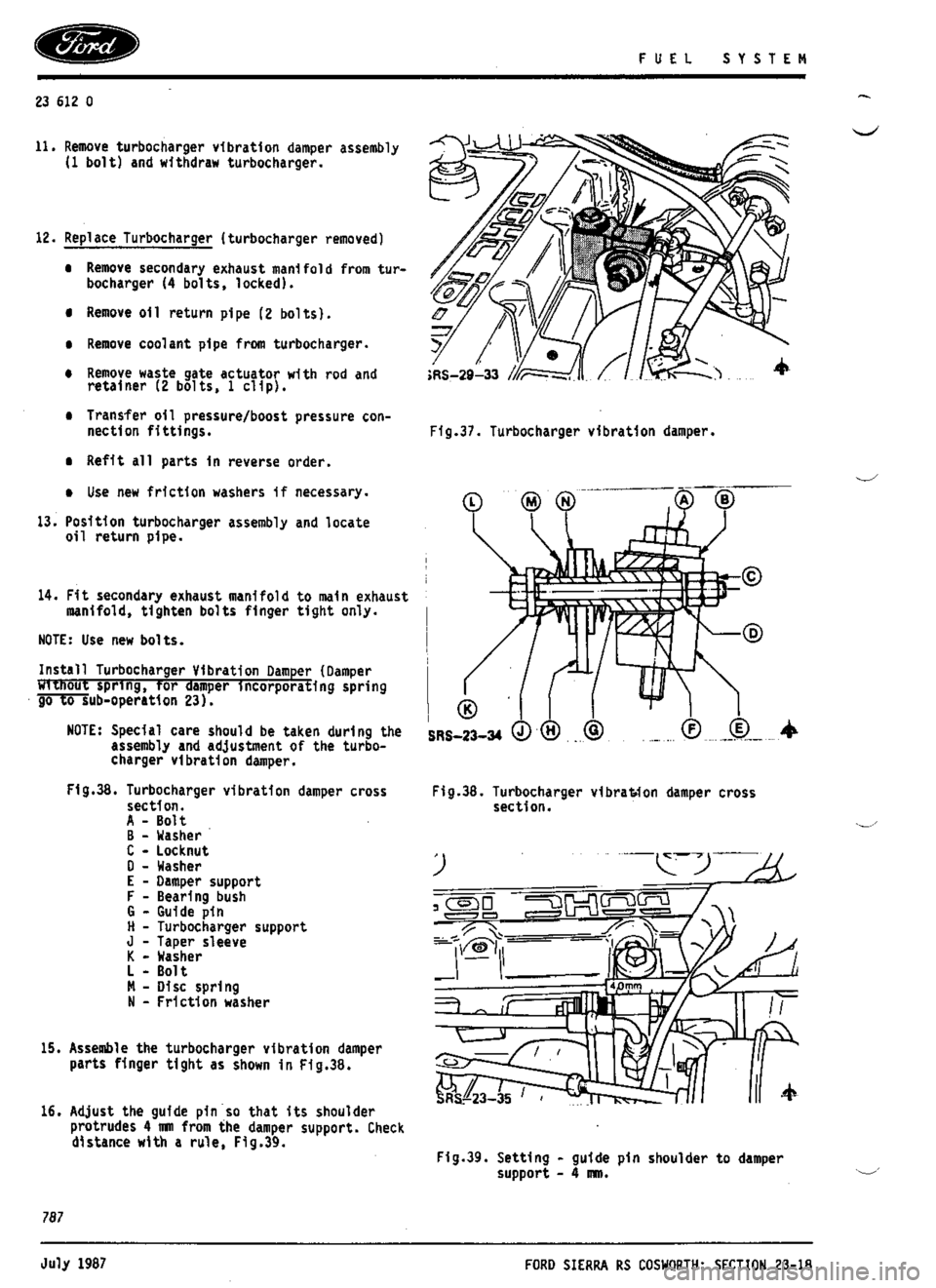 FORD SIERRA RS COSWORTH 1987 1.G Workshop Manual 