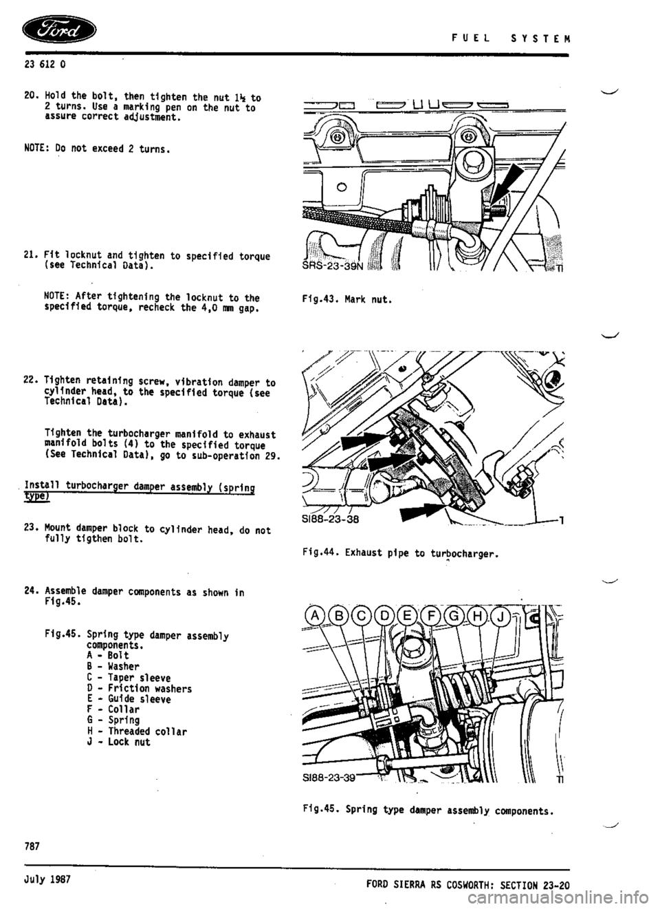 FORD SIERRA RS COSWORTH 1987 1.G Workshop Manual 