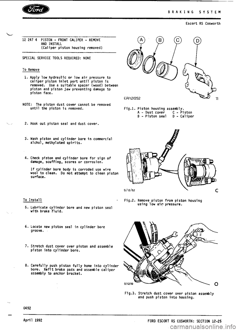 FORD SIERRA RS COSWORTH 1990 1.G Workshop Manual 