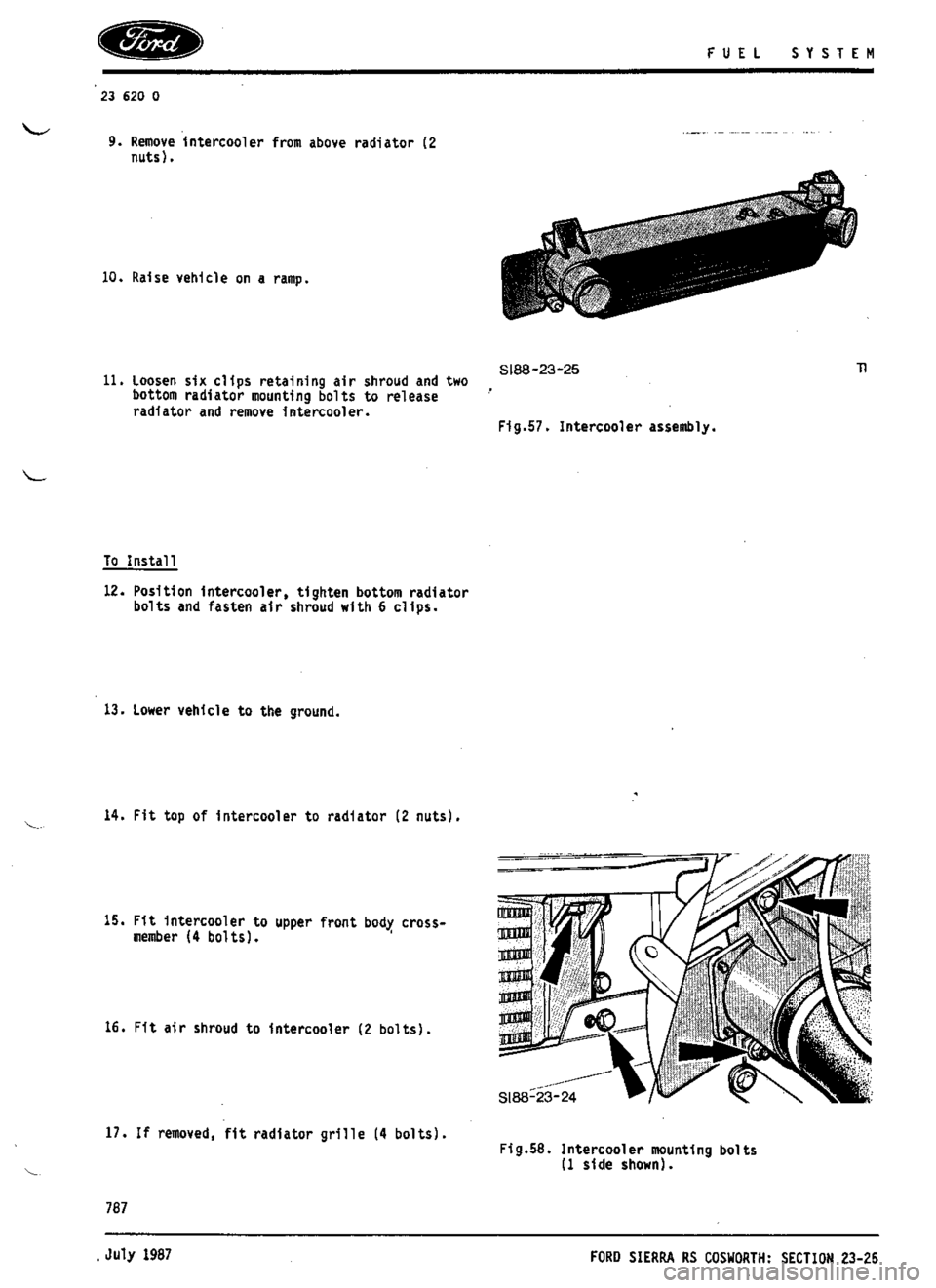 FORD SIERRA RS COSWORTH 1987 1.G Workshop Manual 