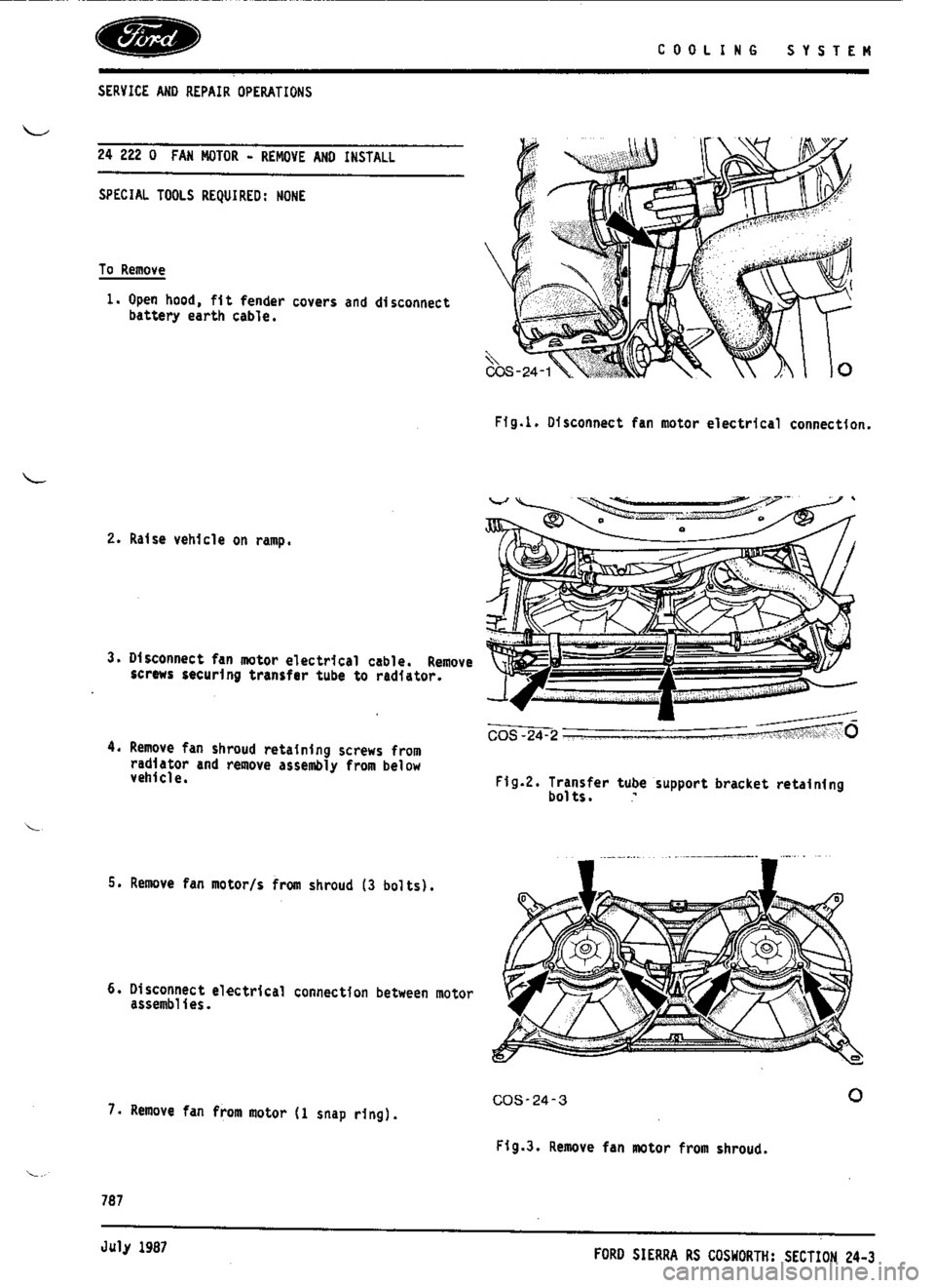 FORD SIERRA RS COSWORTH 1991 1.G Workshop Manual 