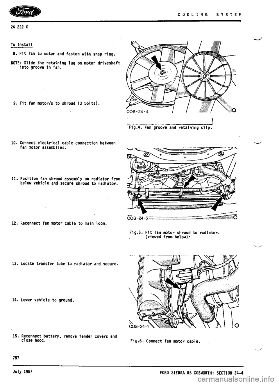 FORD SIERRA RS COSWORTH 1991 1.G Workshop Manual 
