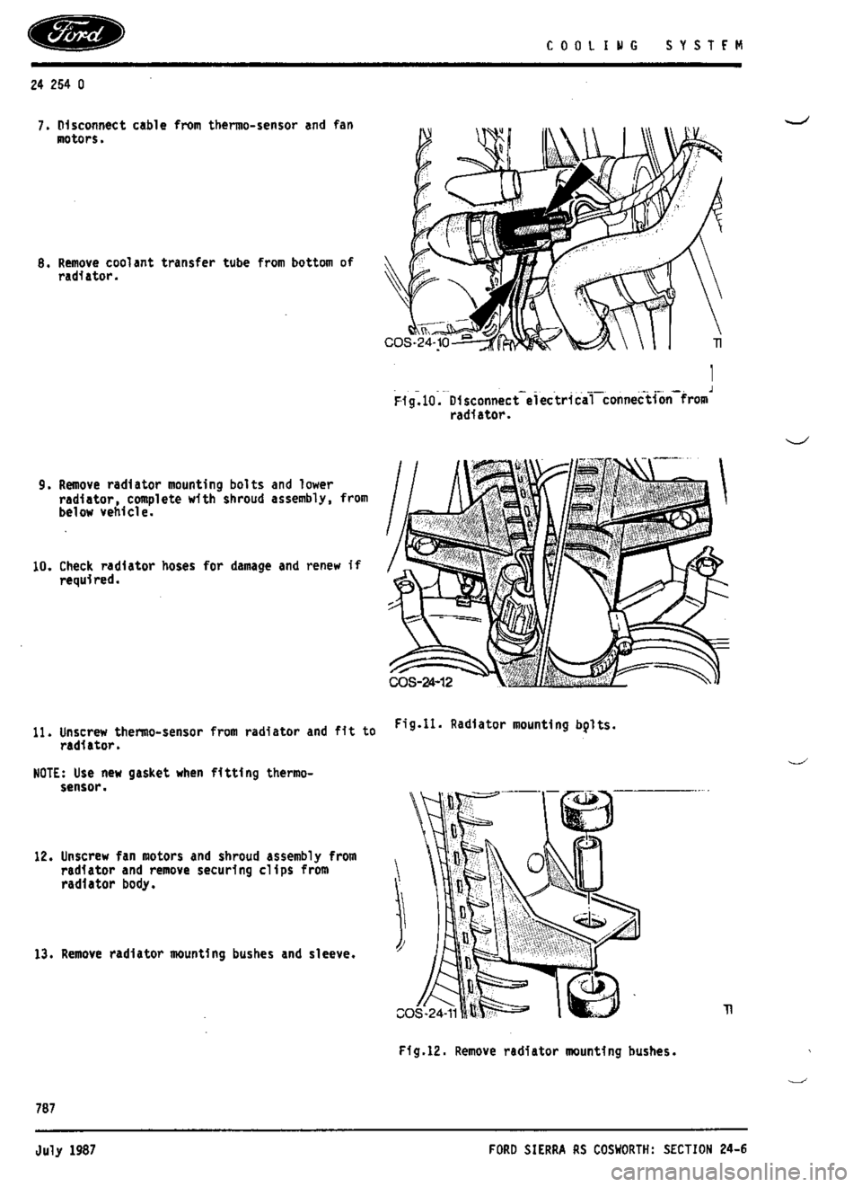 FORD SIERRA RS COSWORTH 1991 1.G Workshop Manual 