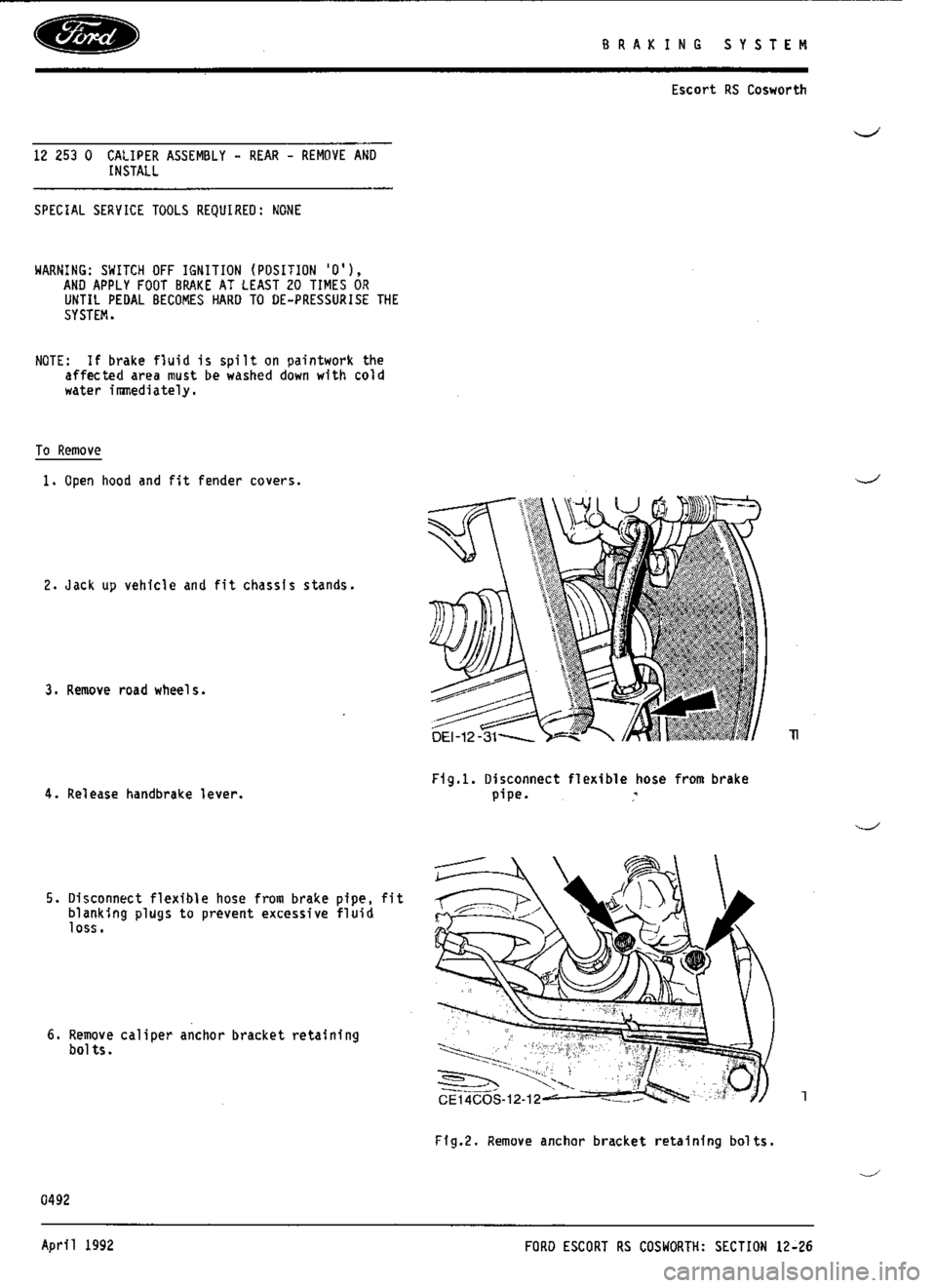 FORD SIERRA RS COSWORTH 1990 1.G Workshop Manual 