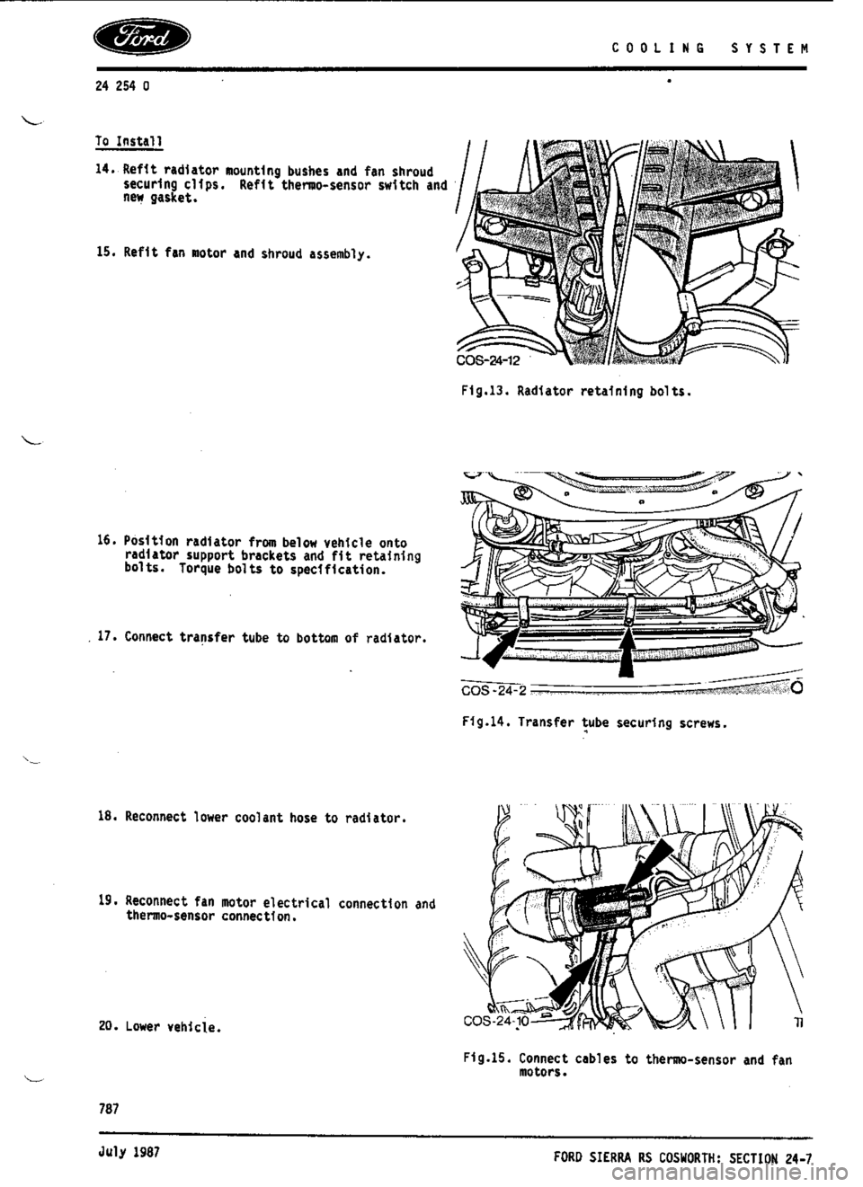 FORD ESCORT RS COSWORTH 1994 1.G Workshop Manual 