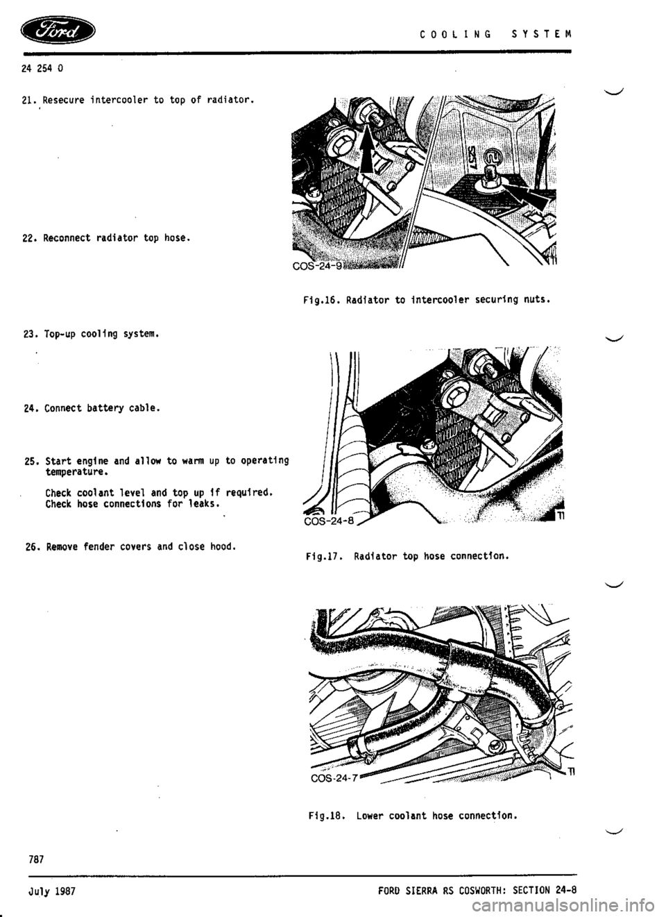FORD ESCORT RS COSWORTH 1994 1.G Workshop Manual 