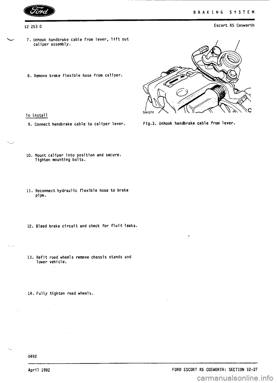 FORD SIERRA RS COSWORTH 1990 1.G Workshop Manual 