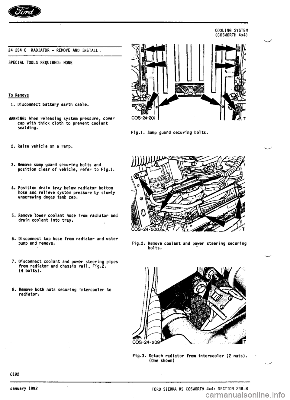 FORD SIERRA RS COSWORTH 1990 1.G Workshop Manual 