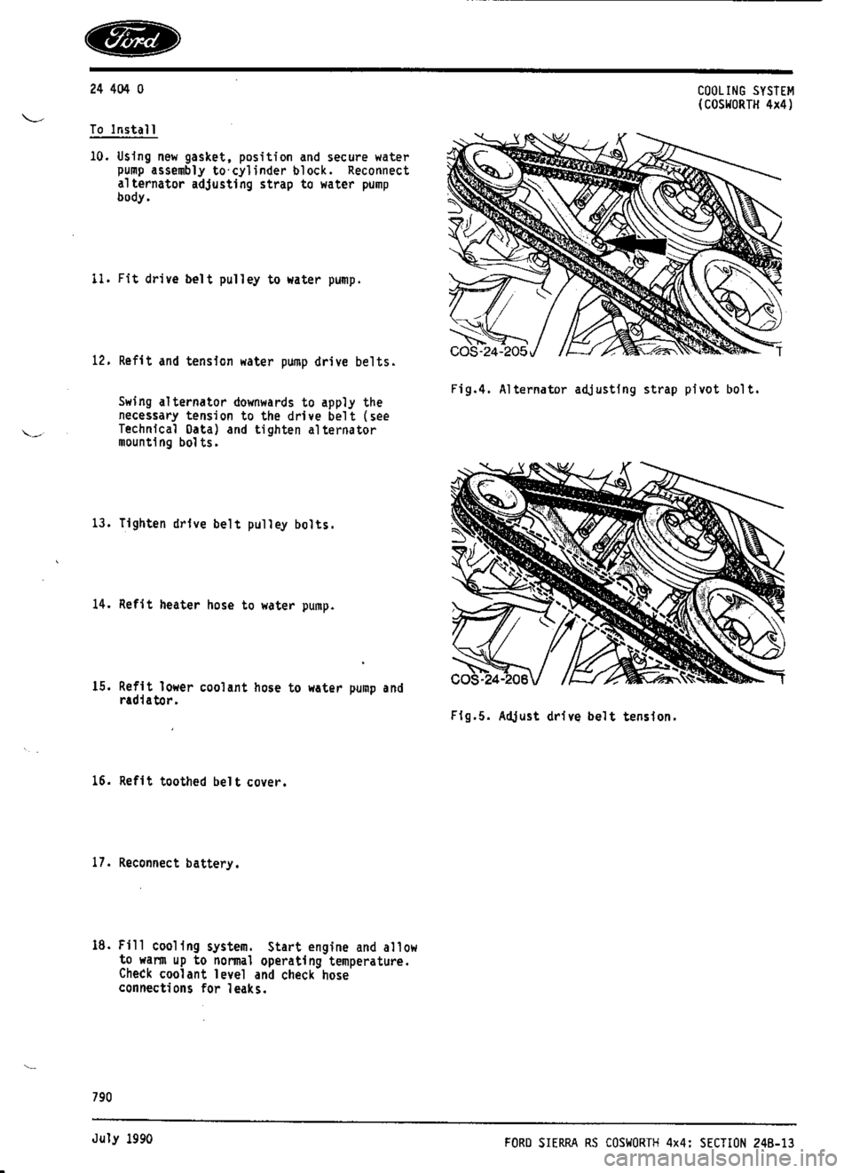 FORD SIERRA RS COSWORTH 1990 1.G Workshop Manual 