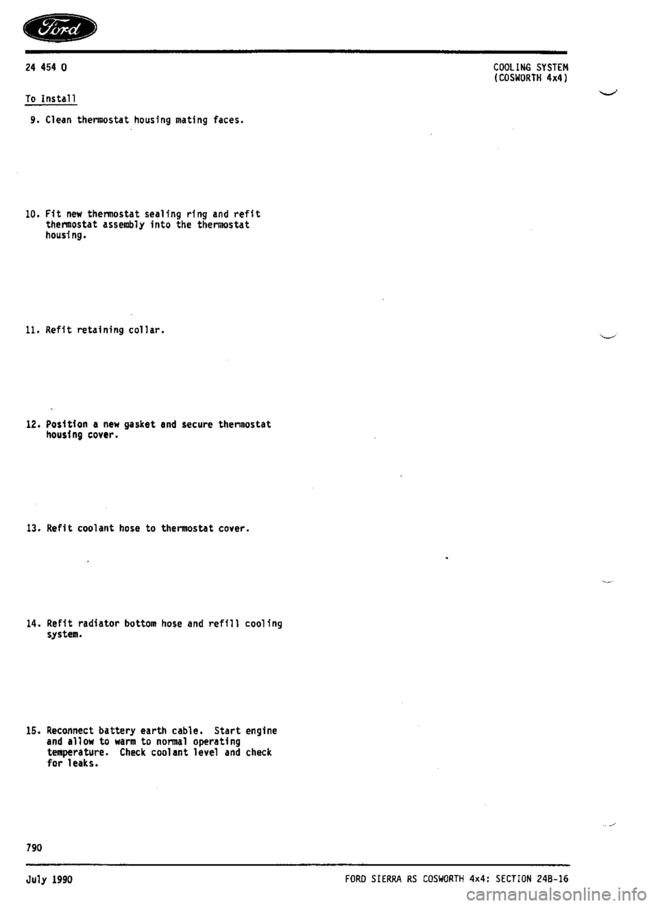 FORD SIERRA RS COSWORTH 1990 1.G Workshop Manual 
