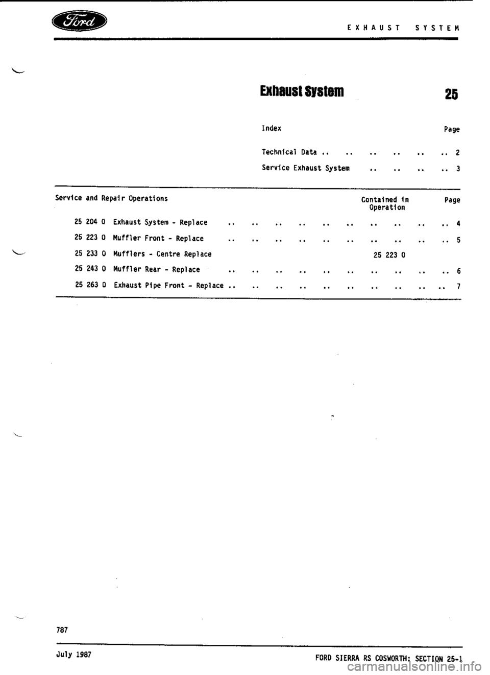FORD SIERRA RS COSWORTH 1990 1.G Workshop Manual 