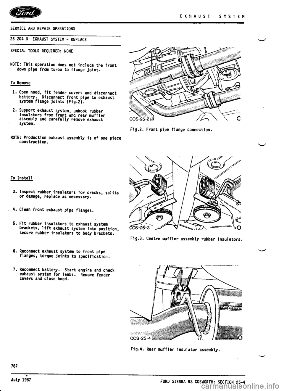 FORD SIERRA RS COSWORTH 1990 1.G Workshop Manual 