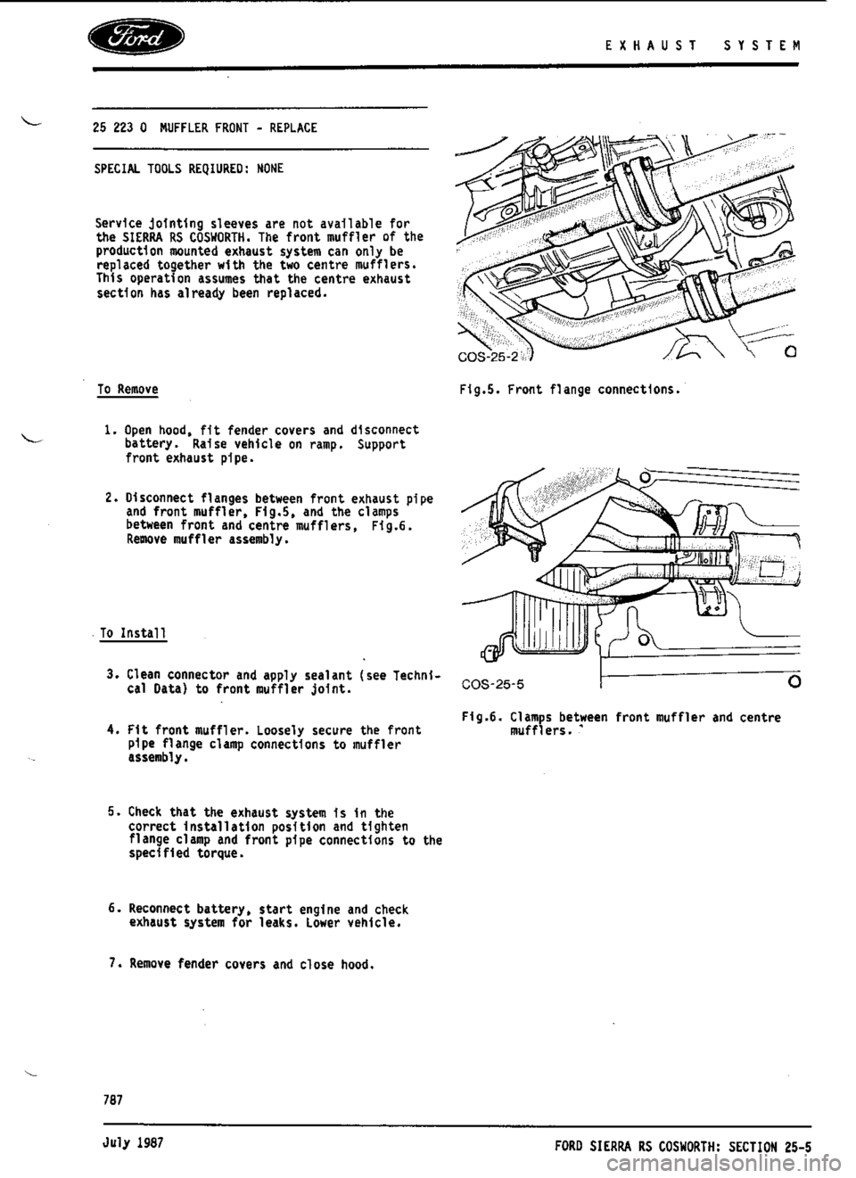 FORD SIERRA RS COSWORTH 1987 1.G Workshop Manual 