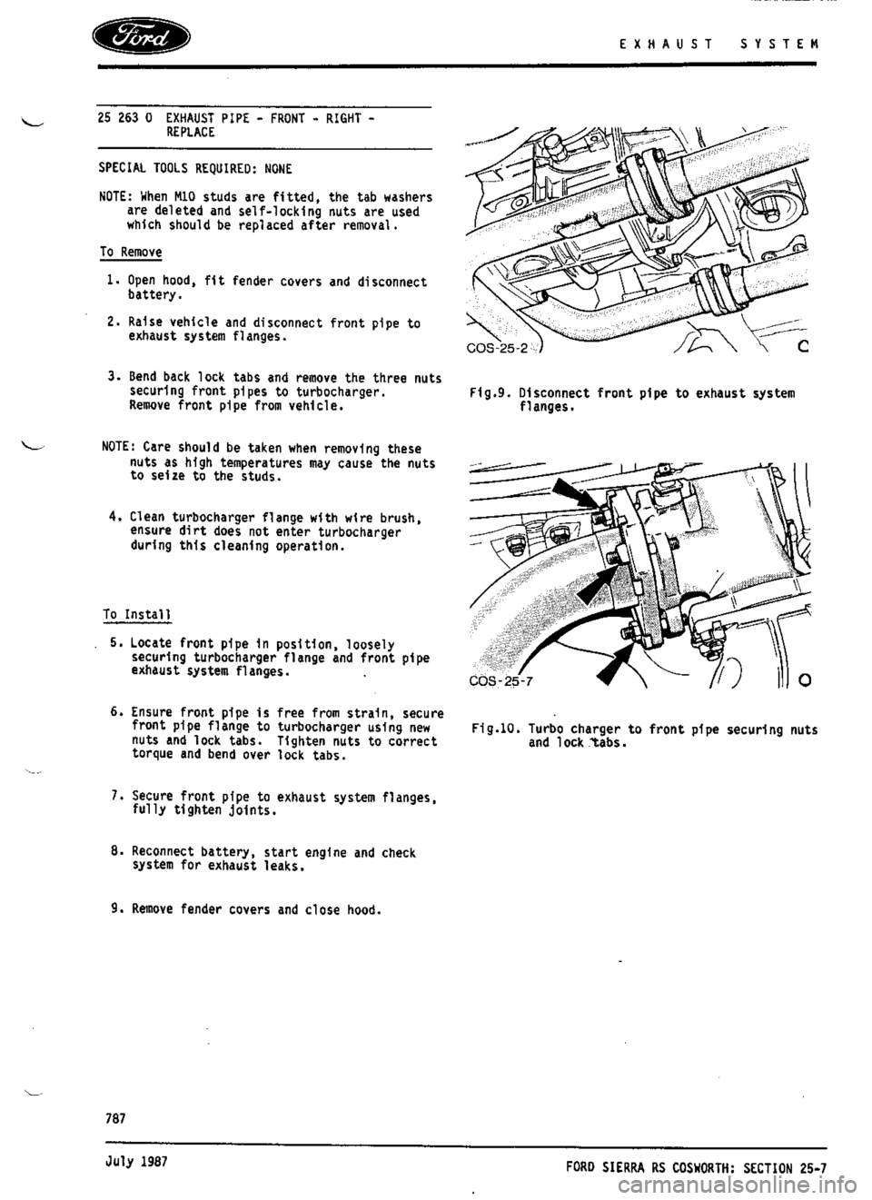FORD SIERRA RS COSWORTH 1987 1.G Workshop Manual 