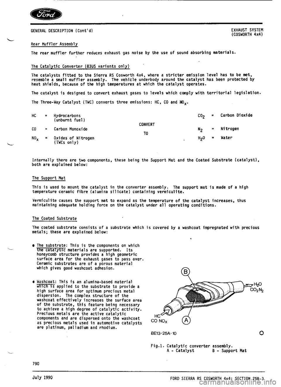 FORD SIERRA RS COSWORTH 1987 1.G Workshop Manual 