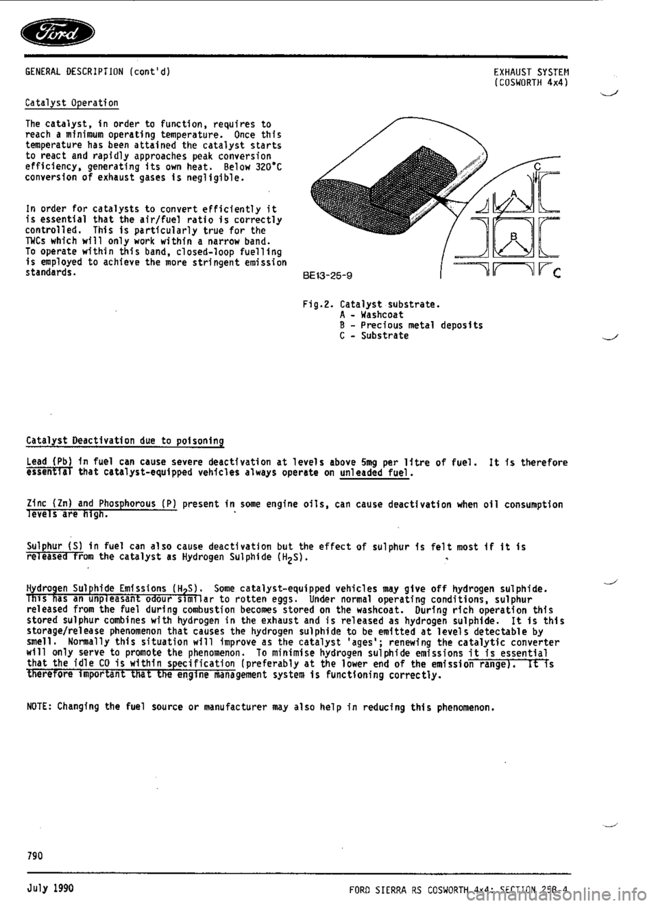 FORD SIERRA RS COSWORTH 1987 1.G Workshop Manual 
