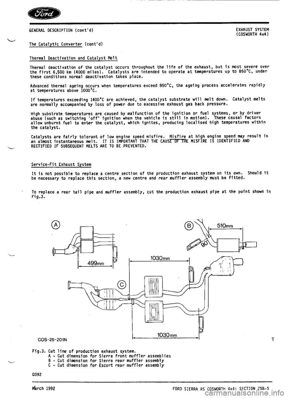 FORD SIERRA RS COSWORTH 1987 1.G Workshop Manual 
