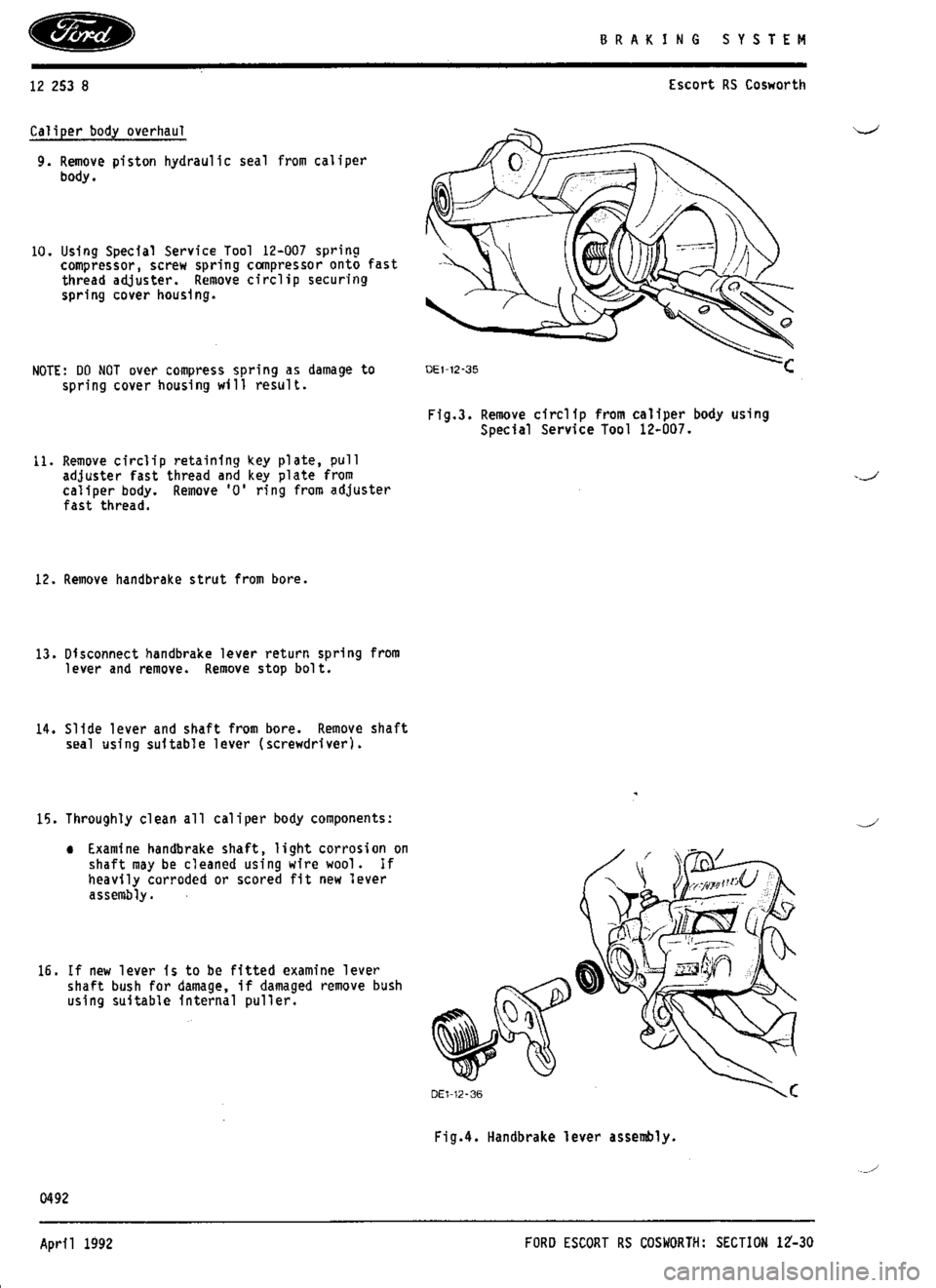 FORD SIERRA RS COSWORTH 1986 1.G Workshop Manual 